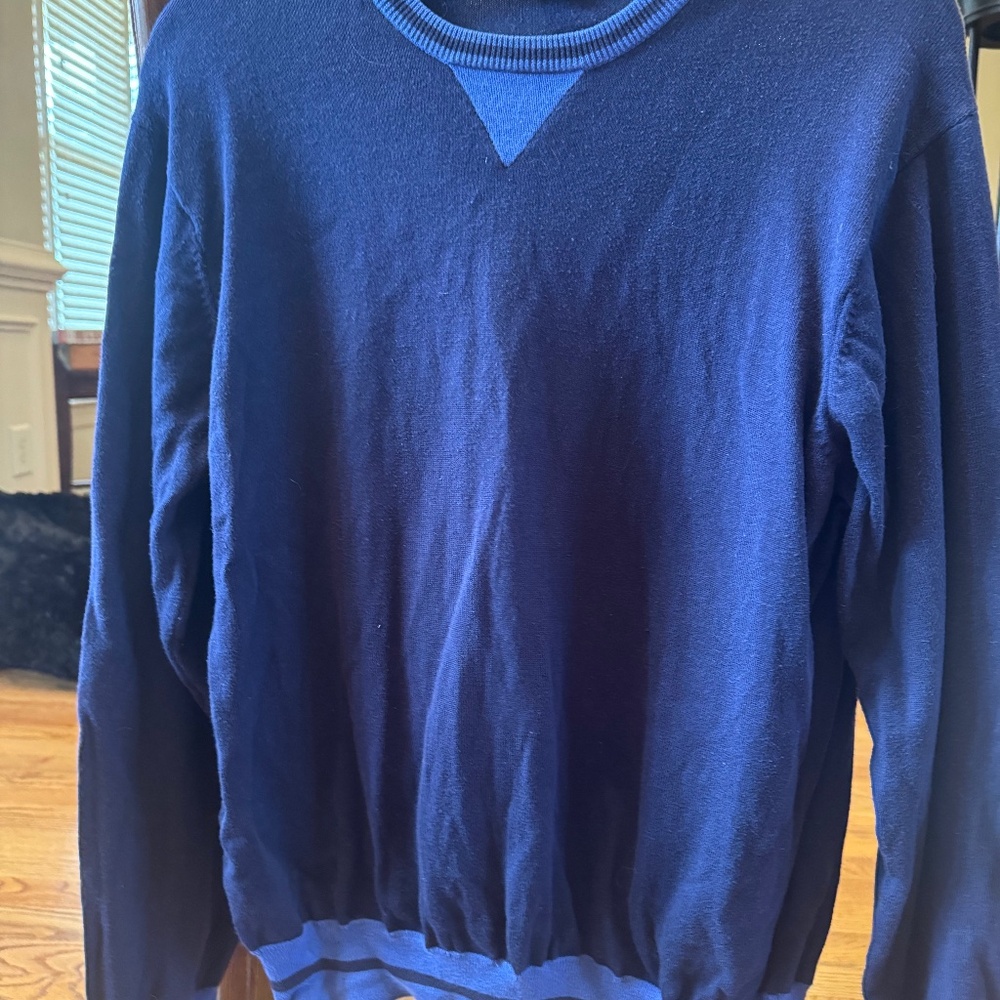 Austin Reed Dark and Light Blue Crewneck Sweater, 100% Cotton